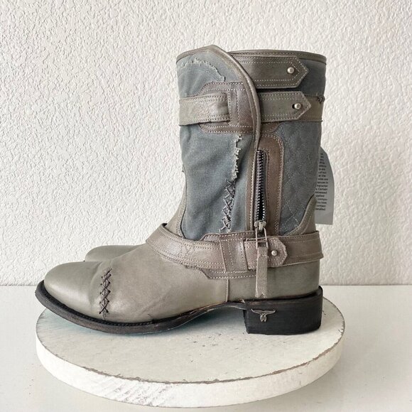 NEW Lane Womens Gray Quilted Mid-Calf Boots With Zipper & Buckle Accents Size 10 - Picture 4 of 11
